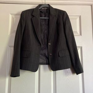 anne klein dark grey striped skirt suit
